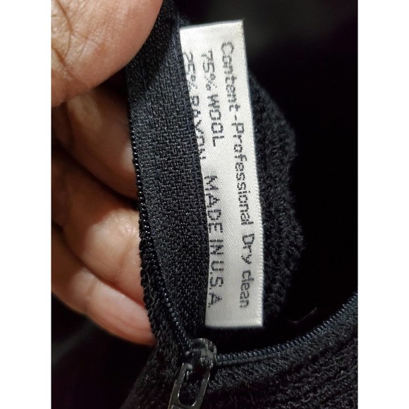 Don Sayres For Wellmore Black Wool Round Neck Long Sleeve Knee Length Dress 6P - Picture 8 of 9